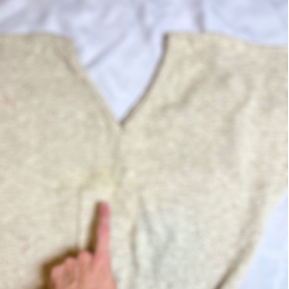 Vintage Beldoch‎ Popper Abstract Knit Sweater V-Neck Batwing Oatmeal USA Made - Picture 5 of 5